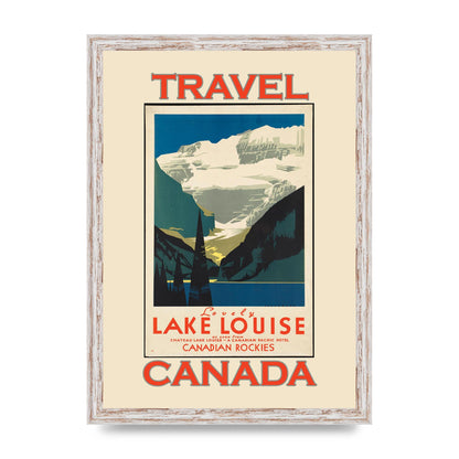 Travel Poster Lake Louise Canadian Rockies Canada Printed Poster - A3 framed