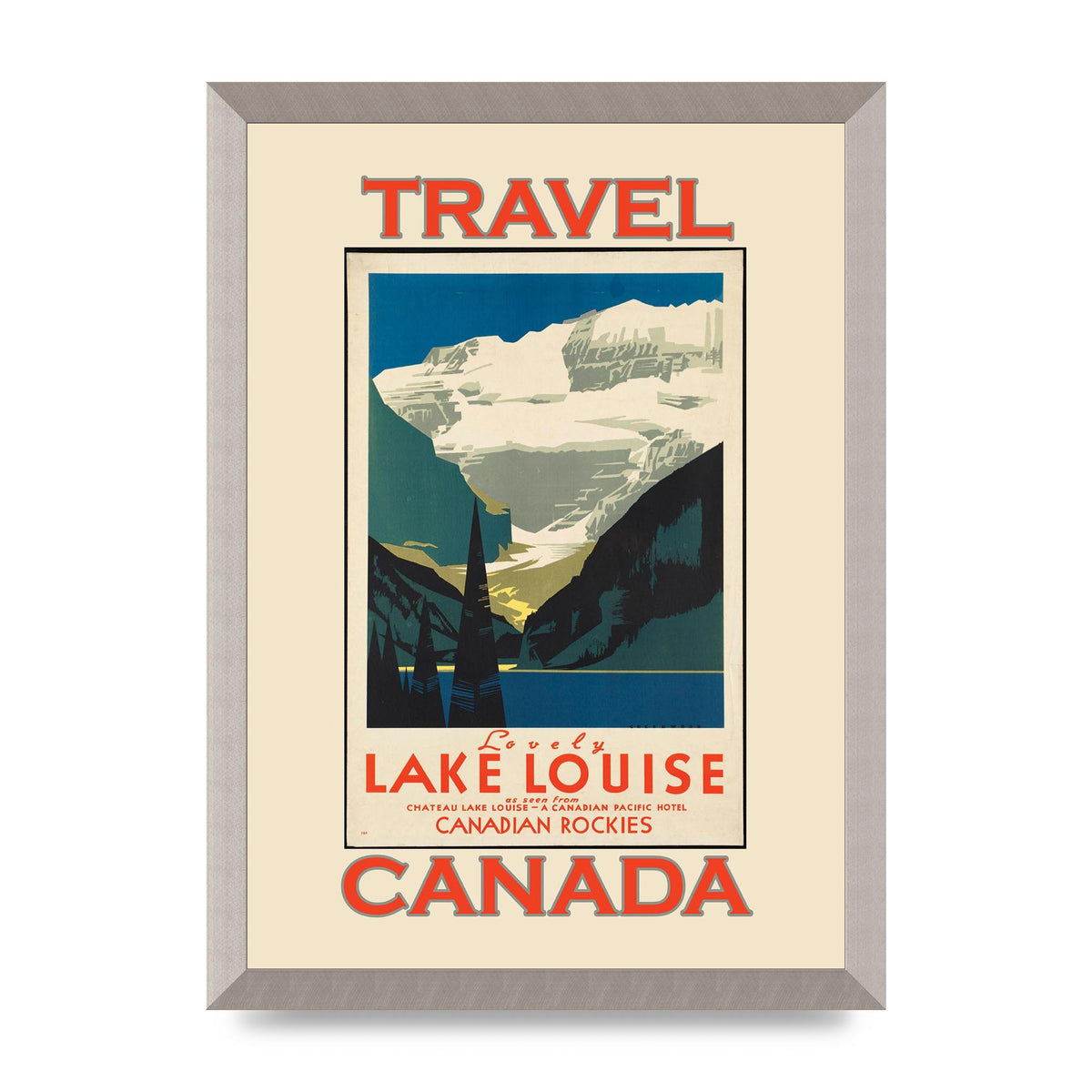 Travel Poster Lake Louise Canadian Rockies Canada Printed Poster - A3 framed