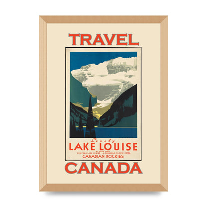 Travel Poster Lake Louise Canadian Rockies Canada Printed Poster - A3 framed