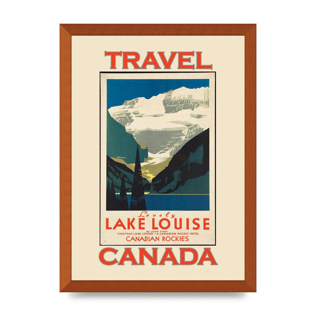 Travel Poster Lake Louise Canadian Rockies Canada Printed Poster - A3 framed