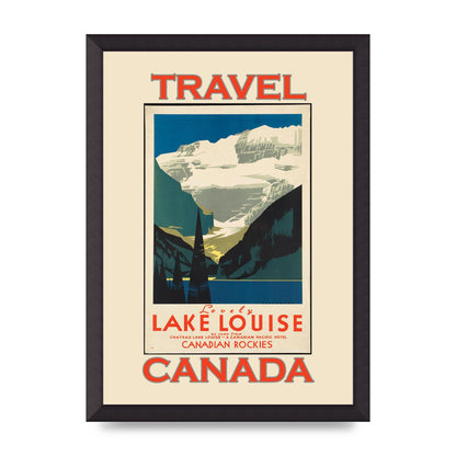 Travel Poster Lake Louise Canadian Rockies Canada Printed Poster - A3 framed
