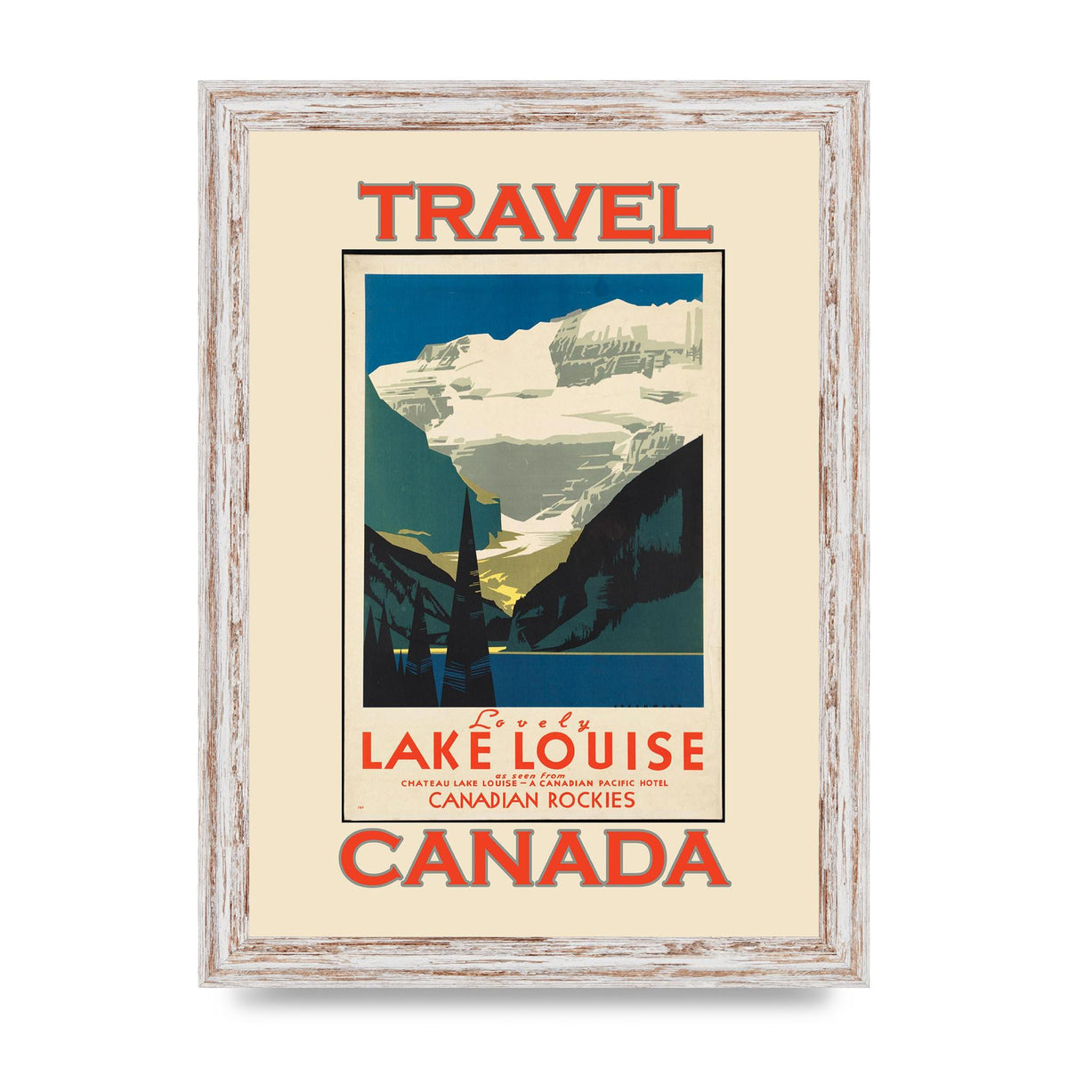 Travel Poster Lake Louise Canadian Rockies Canada Printed Poster - A4 framed