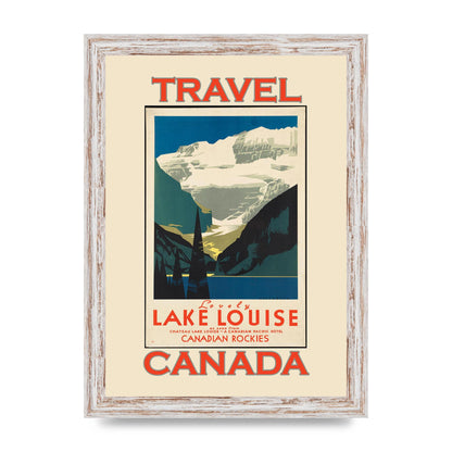 Travel Poster Lake Louise Canadian Rockies Canada Printed Poster - A4 framed