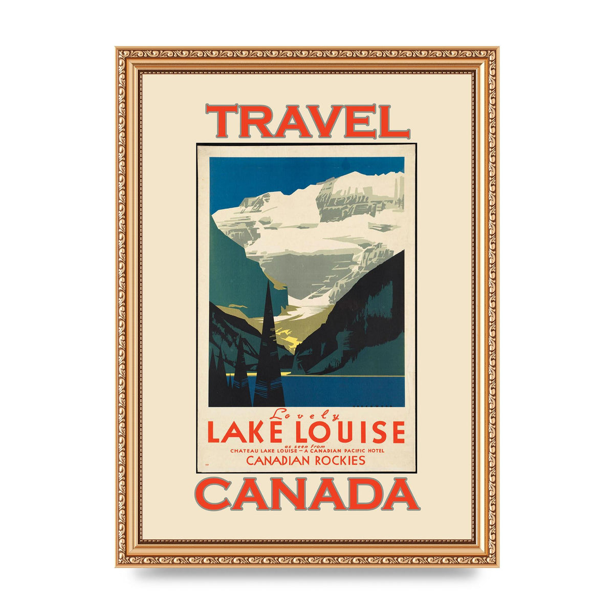 Travel Poster Lake Louise Canadian Rockies Canada Printed Poster - A4 framed