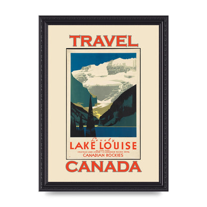 Travel Poster Lake Louise Canadian Rockies Canada Printed Poster - A4 framed