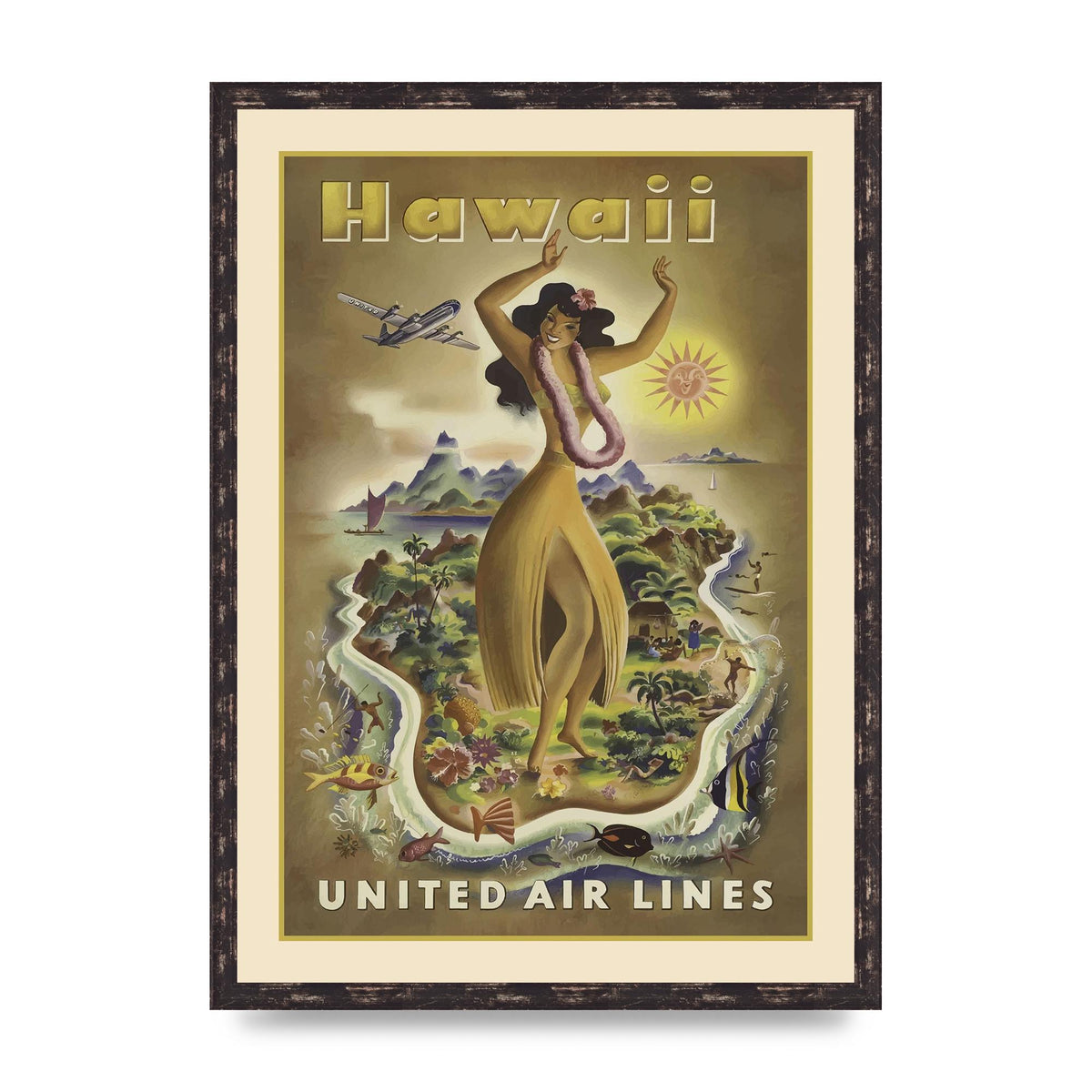 Travel Poster Hawaii 3 Art For The Home - A2 framed