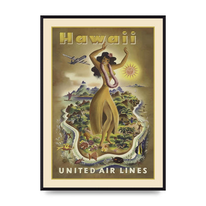 Travel Poster Hawaii 3 Art For The Home - A2 framed