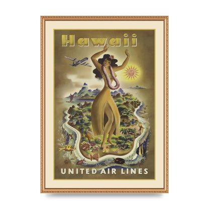 Travel Poster Hawaii 3 Art For The Home - A2 framed