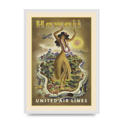 Travel Poster Hawaii 3 Art For The Home - A2 framed