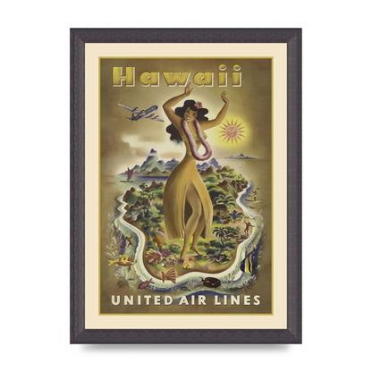 Travel Poster Hawaii 3 Art For The Home - A4 framed