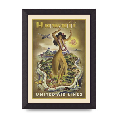 Travel Poster Hawaii 3 Art For The Home - A4 framed