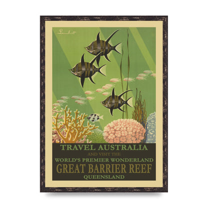 Travel Poster Great Barrier Reef Australia Art For The Home - A2 framed