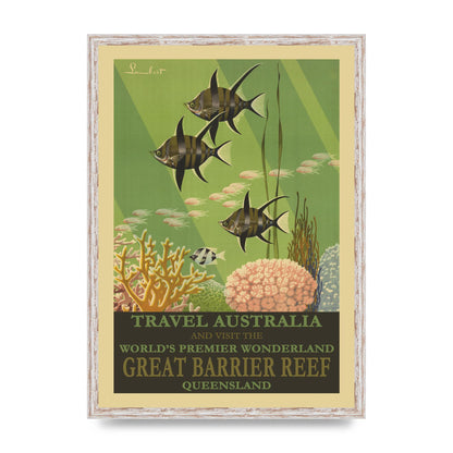 Travel Poster Great Barrier Reef Australia Art For The Home - A2 framed