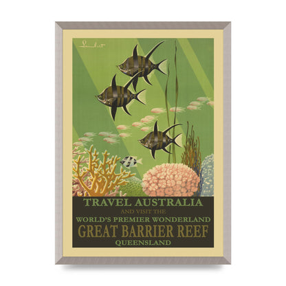 Travel Poster Great Barrier Reef Australia Art For The Home - A2 framed