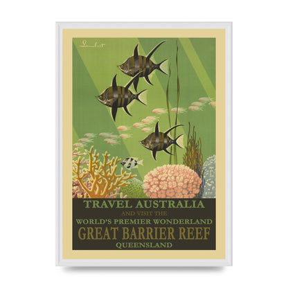 Travel Poster Great Barrier Reef Australia Art For The Home - A2 framed