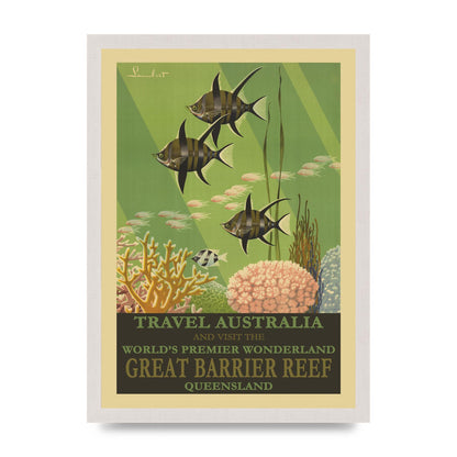 Travel Poster Great Barrier Reef Australia Art For The Home - A3 framed