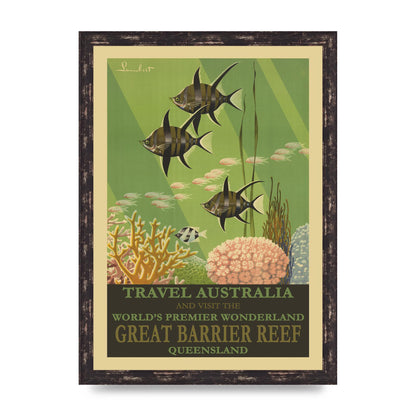 Travel Poster Great Barrier Reef Australia Art For The Home - A3 framed