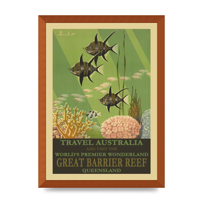 Travel Poster Great Barrier Reef Australia Art For The Home - A3 framed