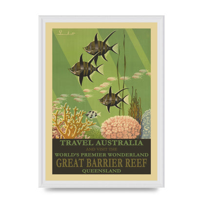 Travel Poster Great Barrier Reef Australia Art For The Home - A3 framed