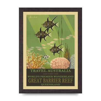 Travel Poster Great Barrier Reef Australia Art For The Home - A4 framed