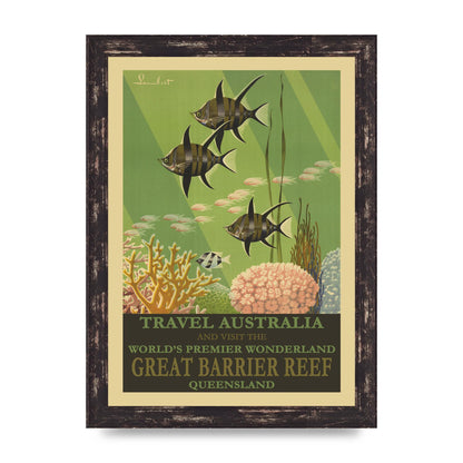Travel Poster Great Barrier Reef Australia Art For The Home - A4 framed