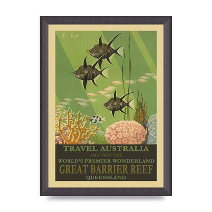 Travel Poster Great Barrier Reef Australia Art For The Home - A4 framed