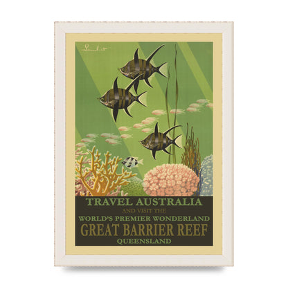 Travel Poster Great Barrier Reef Australia Art For The Home - A4 framed