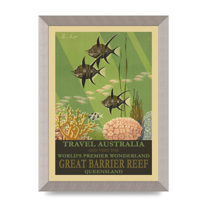 Travel Poster Great Barrier Reef Australia Art For The Home - A4 framed