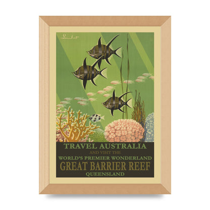 Travel Poster Great Barrier Reef Australia Art For The Home - A4 framed