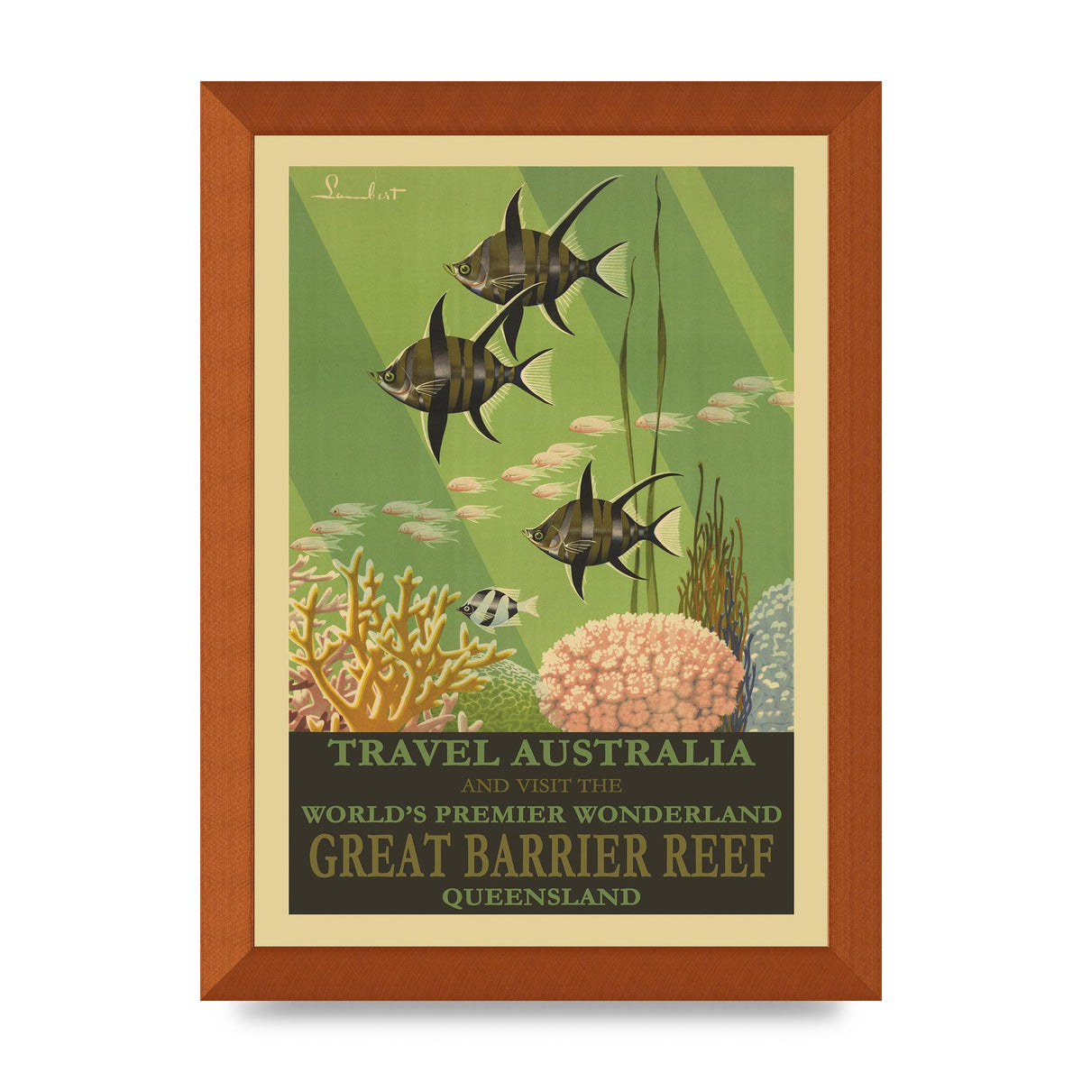 Travel Poster Great Barrier Reef Australia Art For The Home - A4 framed