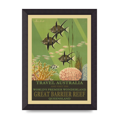 Travel Poster Great Barrier Reef Australia Art For The Home - A4 framed