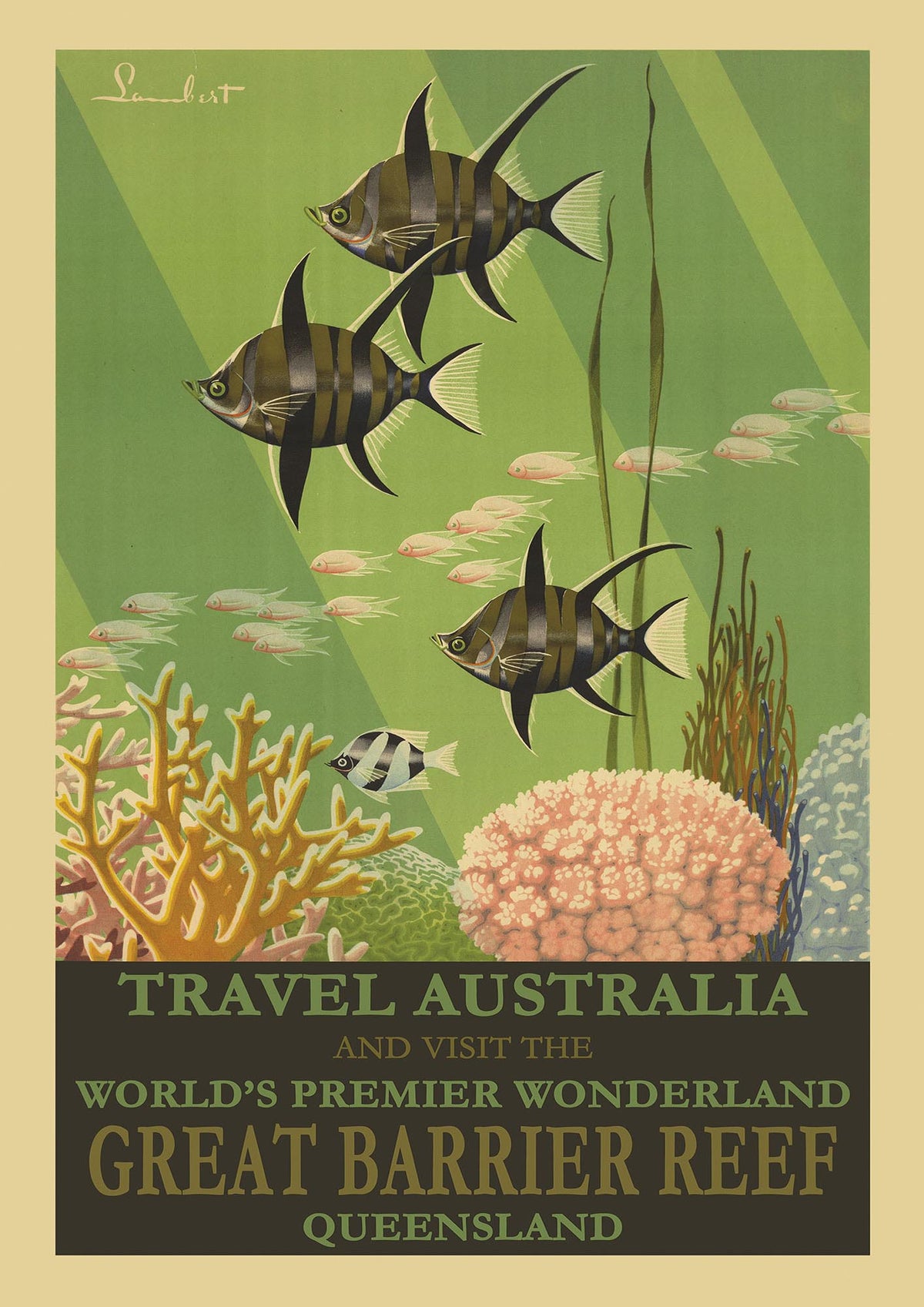 Travel Poster Great Barrier Reef Australia Art For The Home - detail