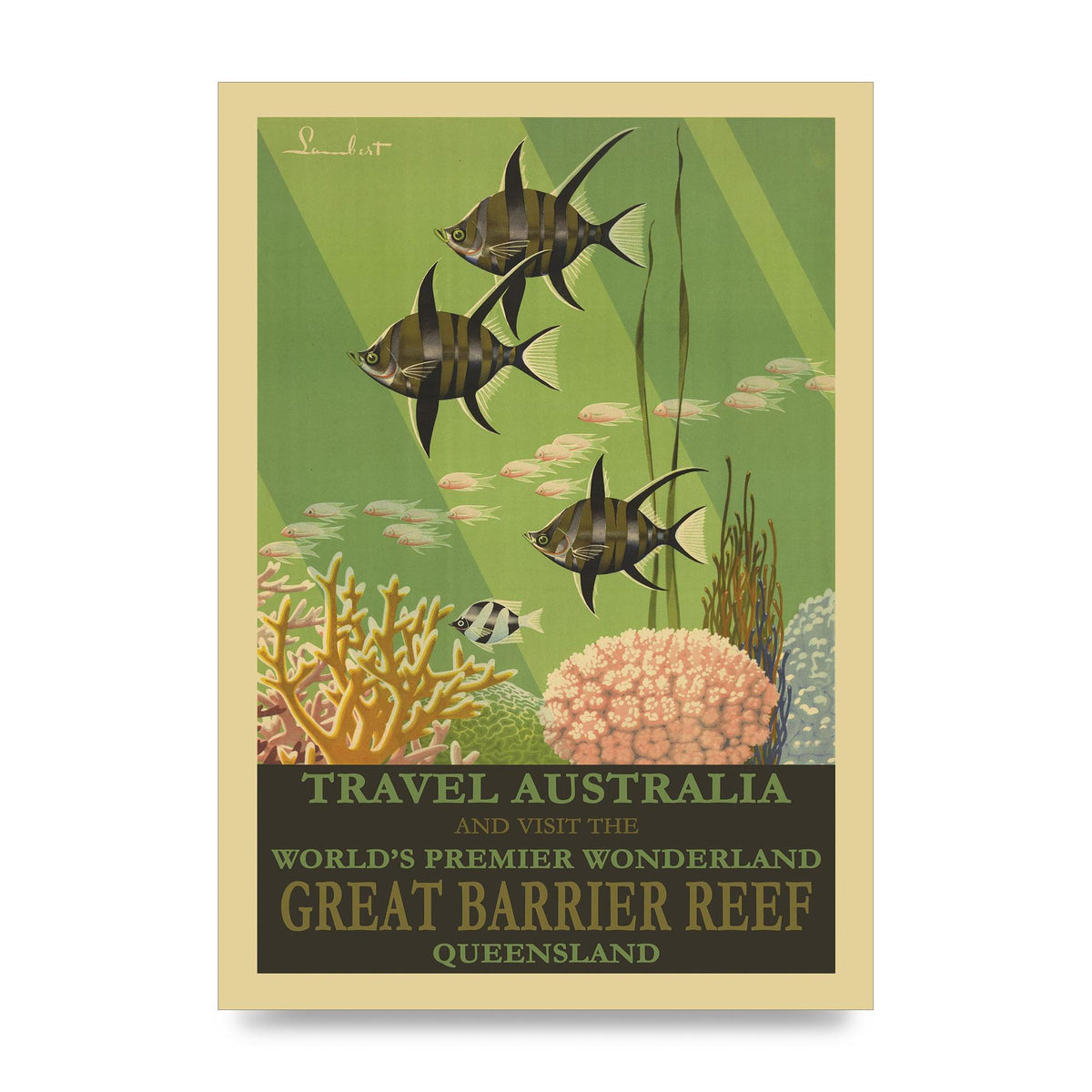 Travel Poster Great Barrier Reef Australia Art For The Home - unframed print