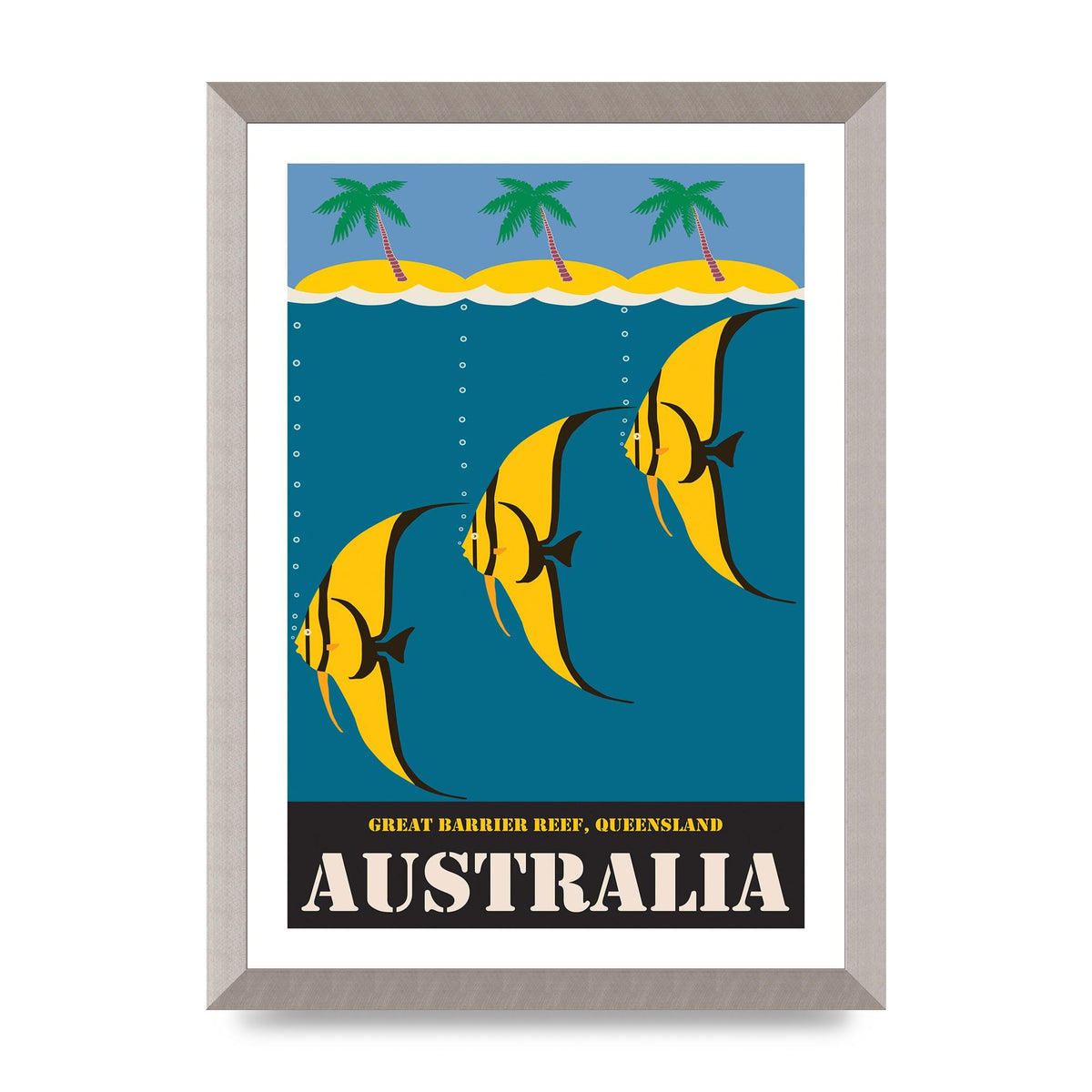 Travel Poster Great Barrier Reef Australia 2 Printed Poster - A3 framed