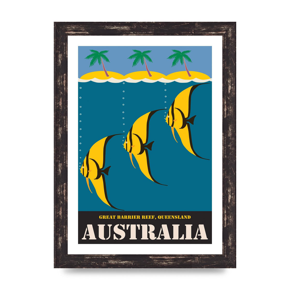 Travel Poster Great Barrier Reef Australia 2 Printed Poster - A4 framed
