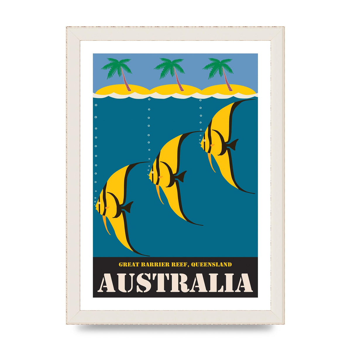 Travel Poster Great Barrier Reef Australia 2 Printed Poster - A4 framed