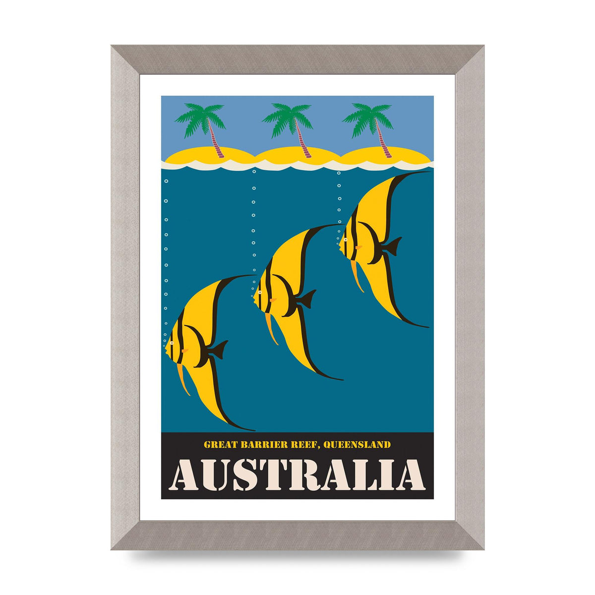 Travel Poster Great Barrier Reef Australia 2 Printed Poster - A4 framed