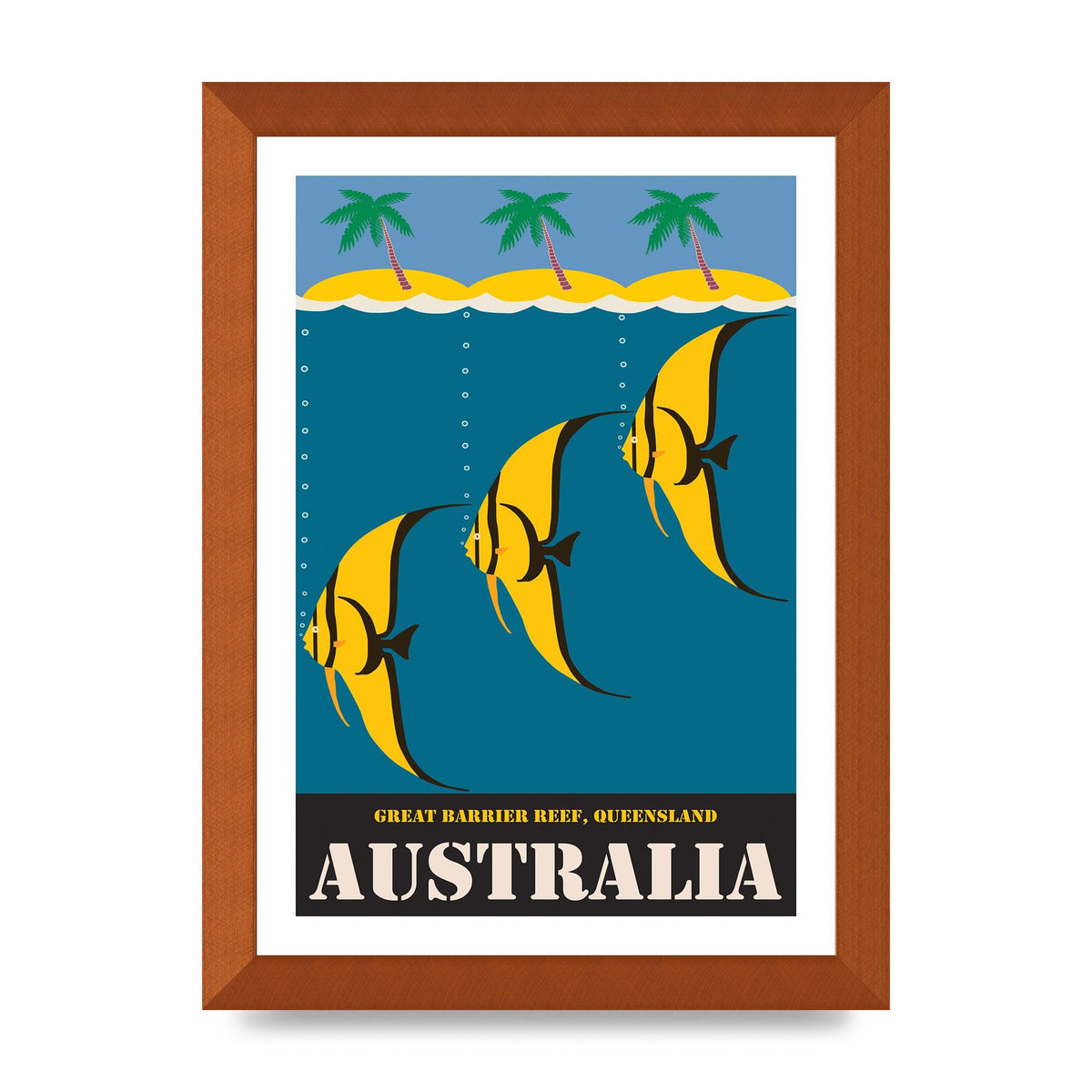 Travel Poster Great Barrier Reef Australia 2 Printed Poster - A4 framed