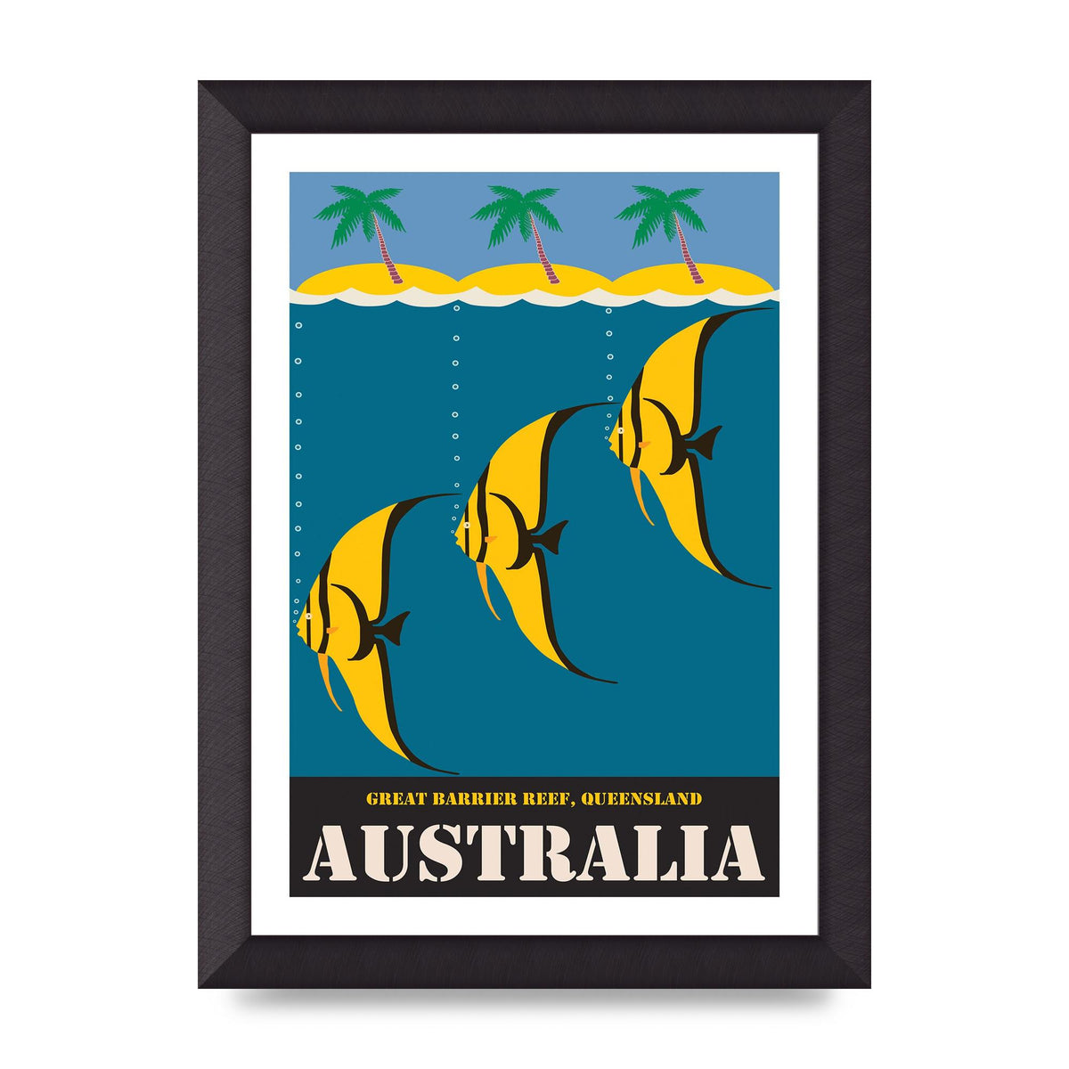 Travel Poster Great Barrier Reef Australia 2 Printed Poster - A4 framed