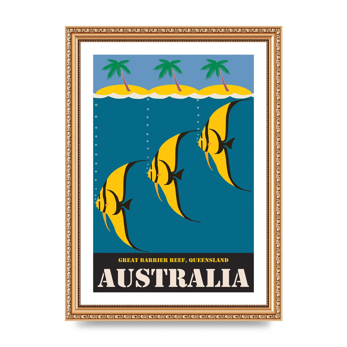 Travel Poster Great Barrier Reef Australia 2 Printed Poster - A4 framed