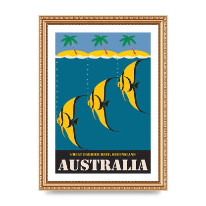 Travel Poster Great Barrier Reef Australia 2 Printed Poster - A4 framed