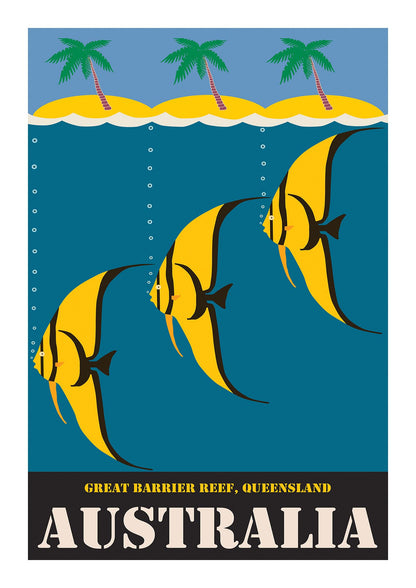 Travel Poster Great Barrier Reef Australia 2 Printed Poster - detail