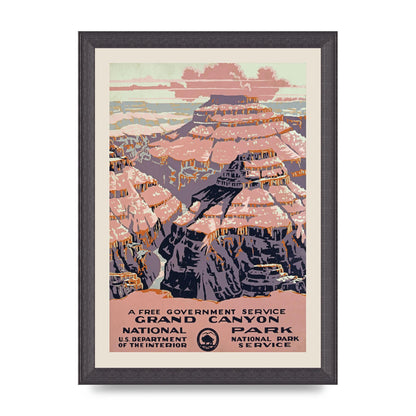 Travel Poster Grand Canyon Usa Wall Art - A4 framed