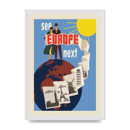 Travel Poster Europe Art For The Home - A3 framed
