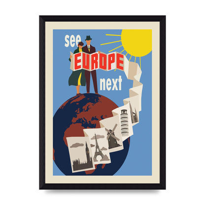 Travel Poster Europe Art For The Home - A4 framed