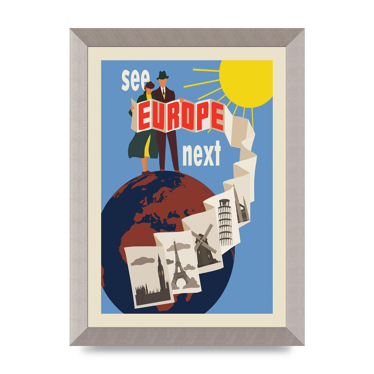 Travel Poster Europe Art For The Home - A4 framed