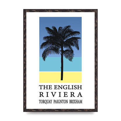 Travel Poster English Riviera Torquay Paignton Brixham Printed Poster - A2 framed