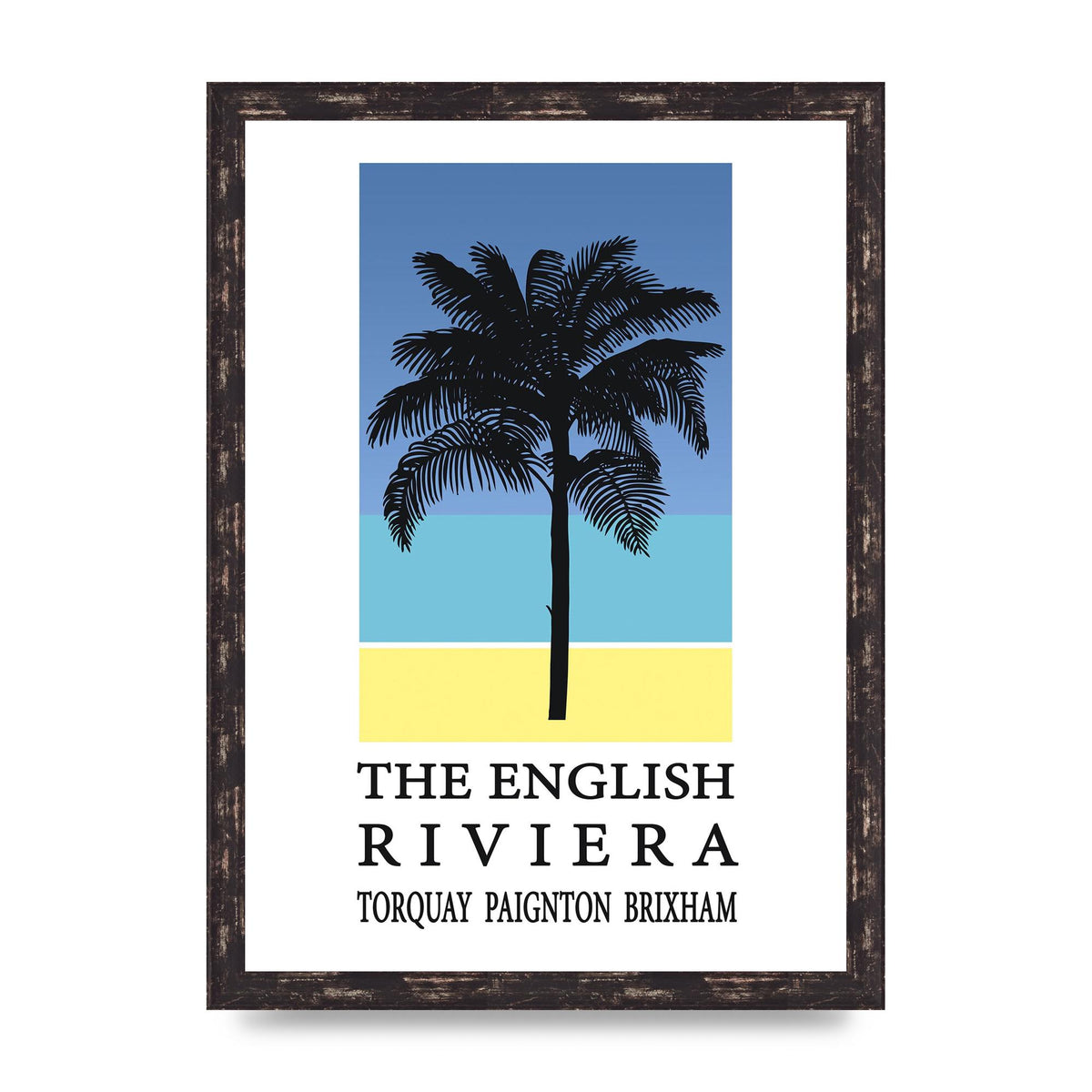 Travel Poster English Riviera Torquay Paignton Brixham Printed Poster - A3 framed