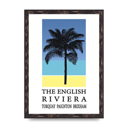 Travel Poster English Riviera Torquay Paignton Brixham Printed Poster - A3 framed