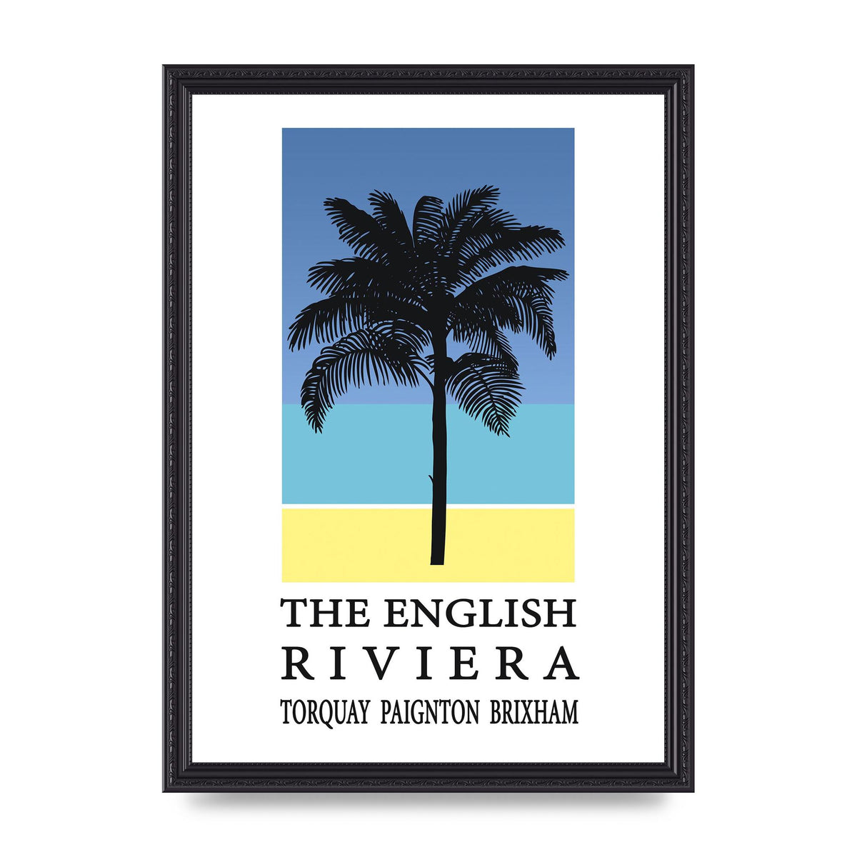 Travel Poster English Riviera Torquay Paignton Brixham Printed Poster - A3 framed